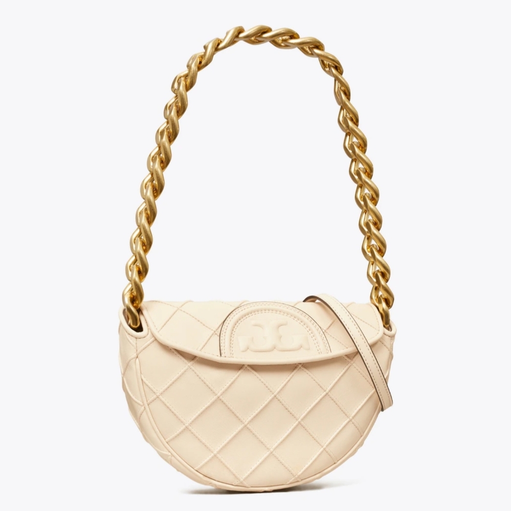 TORY BURCH MINI FLEMING SOFT CRESCENT BAG